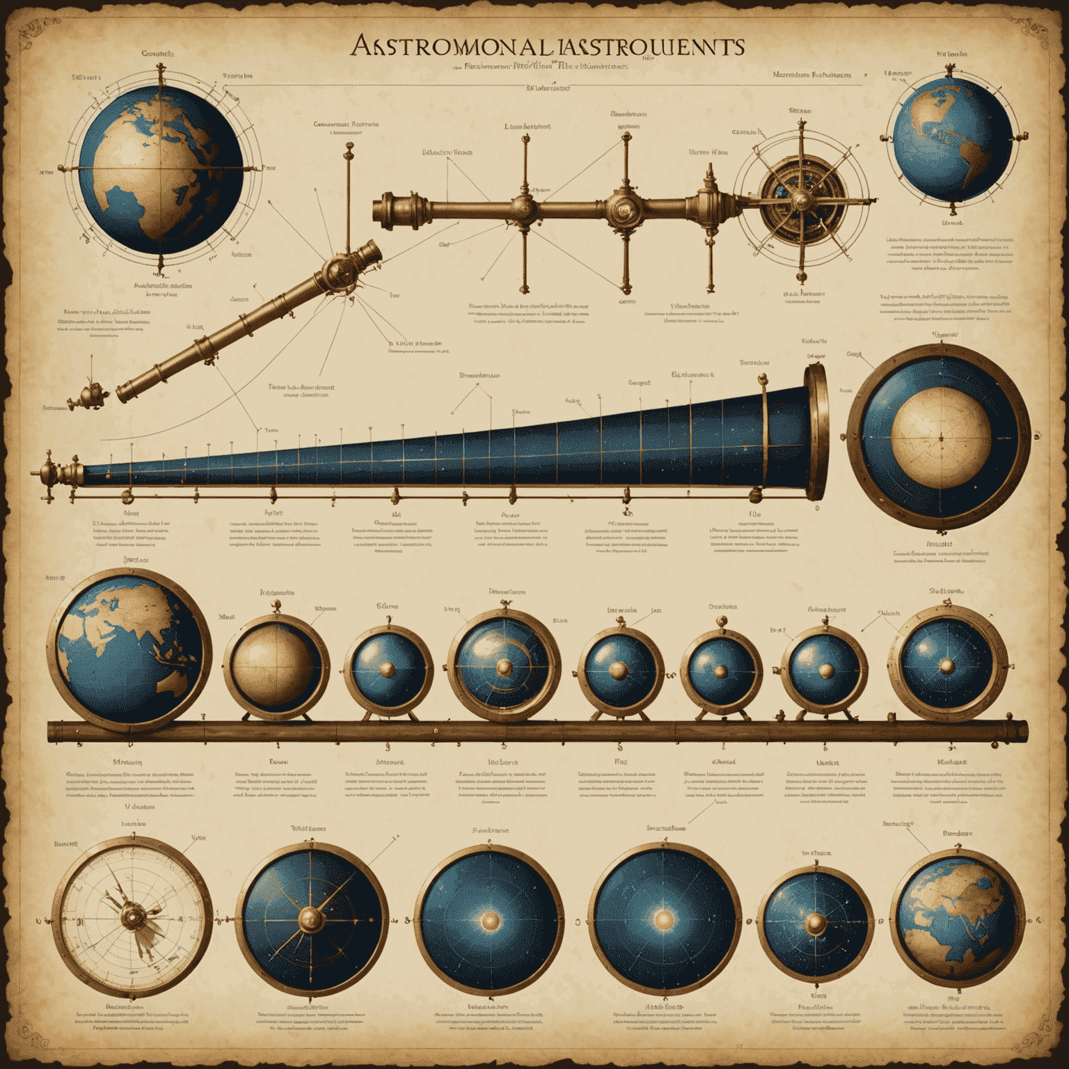 A timeline showing the evolution of astronomical instruments used for parallax measurements, from ancient astrolabes to modern telescopes