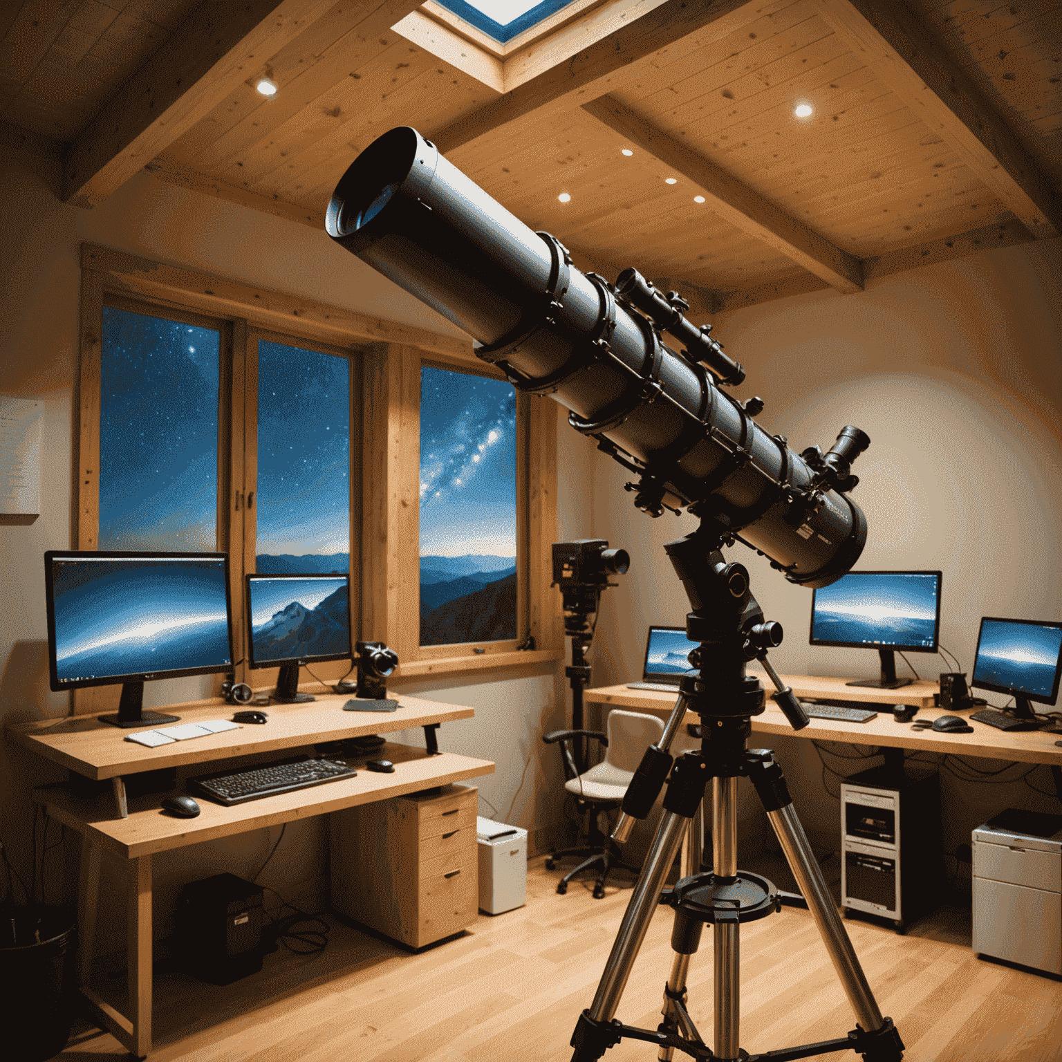 Modern telescope and computer setup used for precise parallax measurements